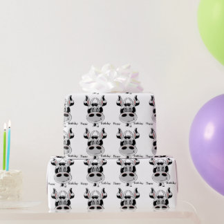 Kundenspezifischer Kuh-Kopf-Geburtstag Geschenkpapier