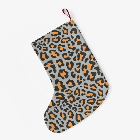 Kundenspezifischer Leopard-Druck-orange schwarzer Kleiner Weihnachtsstrumpf (Rückseite (Hängend))
