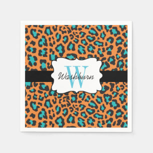 Kundenspezifischer Leopard-orange schwarze Serviette