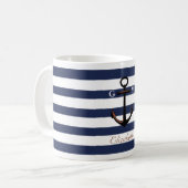 Kundenspezifischer Marine-Blau-Seemessinganker Kaffeetasse (Vorderseite Links)