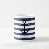 Kundenspezifischer Marine-Blau-Seemessinganker Kaffeetasse (Mittel)