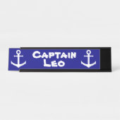 Kundenspezifischer Marine-Blau-und Weiß-Kapitän Schreibtischnamensplakette (Vorderseite )