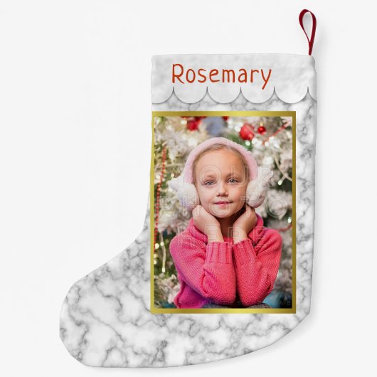 Kundenspezifischer Marmor und Gold des Foto-| mit Kleiner Weihnachtsstrumpf (Rückseite)