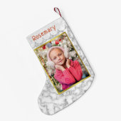 Kundenspezifischer Marmor und Gold des Foto-| mit Kleiner Weihnachtsstrumpf (Rückseite (Hängend))