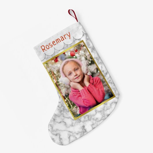 Kundenspezifischer Marmor und Gold des Foto-| mit Kleiner Weihnachtsstrumpf (Rückseite (Hängend))