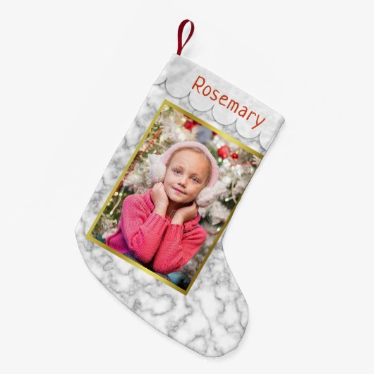 Kundenspezifischer Marmor und Gold des Foto-| mit Kleiner Weihnachtsstrumpf (Vorderansicht (hängend))