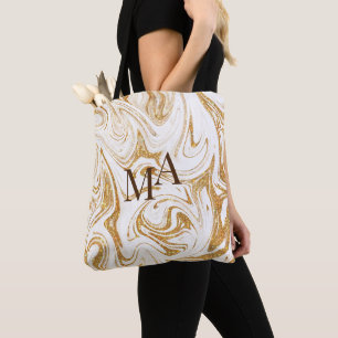 Kundenspezifischer Monogram Tote Bag Gold Glitzer Tasche