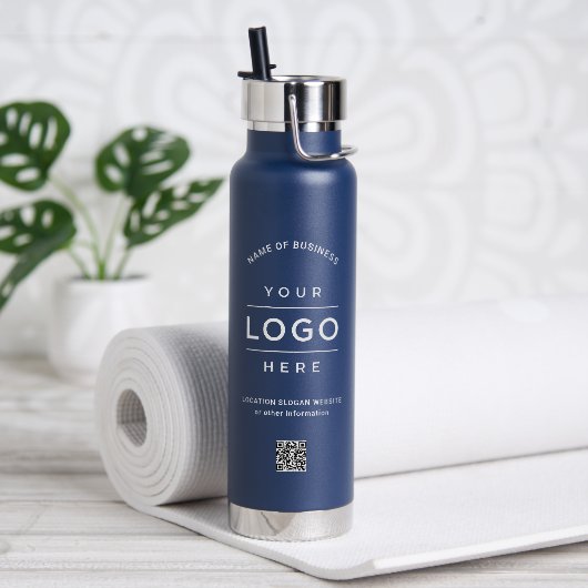 Kundenspezifischer Name QR Code Logo Navy-Markenbe Trinkflasche (Yoga)