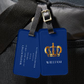 Kundenspezifischer Name Royal Gold Crown Blue Gepäckanhänger