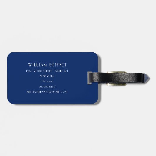 Kundenspezifischer Name Royal Gold Crown Blue Gepäckanhänger (Rückseite horizontal)