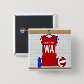 Kundenspezifischer Netball-einheitliches Rot mit Button (Vorne & Hinten)