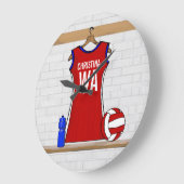 Kundenspezifischer Netball-einheitliches Rot mit Große Wanduhr (Winkel)