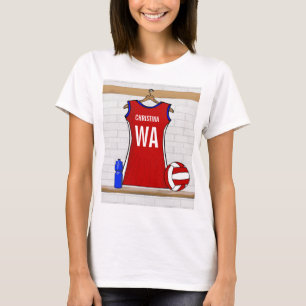 Kundenspezifischer Netball-einheitliches Rot mit T-Shirt