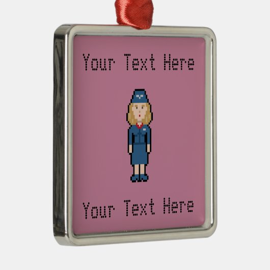 Kundenspezifischer Pixel-Flugbegleiter Silbernes Ornament (Rechts)