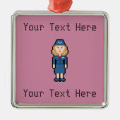 Kundenspezifischer Pixel-Flugbegleiter Silbernes Ornament (Vorne)