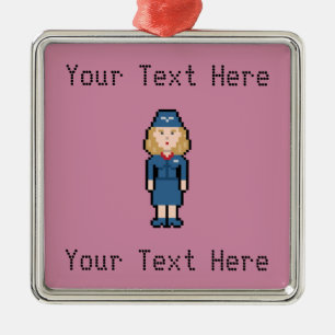 Kundenspezifischer Pixel-Flugbegleiter Silbernes Ornament