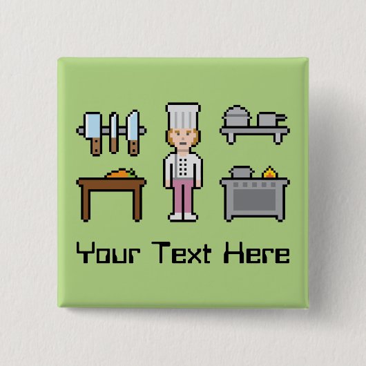 Kundenspezifischer Pixel-Frau-Koch Button (Vorderseite)