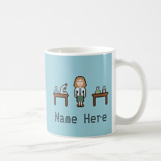 Kundenspezifischer Pixel-Frau-Wissenschaftler Kaffeetasse (Rechts)