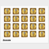 Kundenspezifischer QR-Code Gold Frame Name Gold Quadratischer Aufkleber (Blatt)
