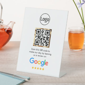 Kundenspezifischer QR-Code Google Review Pedestal Sockelschild