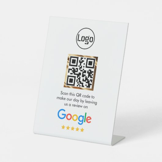 Kundenspezifischer QR-Code Google Review Pedestal Sockelschild (Vorderseite)