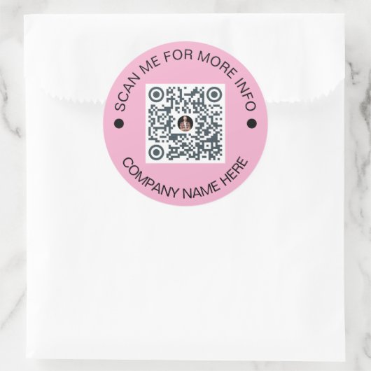 Kundenspezifischer QR-Code Rund Pink Waterproof Bu Runder Aufkleber (Tasche)