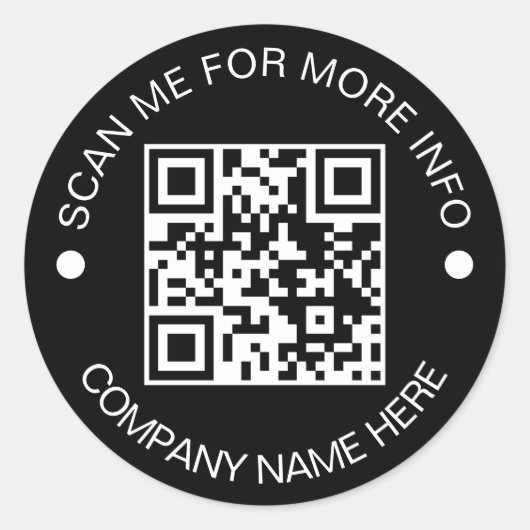 Kundenspezifischer QR-Code Rund schwarzes, wassers Runder Aufkleber (Vorderseite)