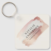 Kundenspezifischer QR-Code und Logo Business rosa  Schlüsselanhänger (Vorderseite)