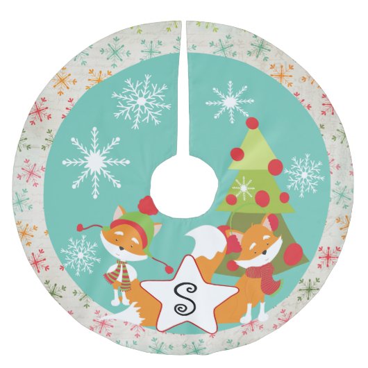 Kundenspezifischer roter polyester weihnachtsbaumdecke (Vorderseite)