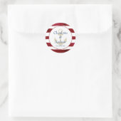 Kundenspezifischer roter Streifen Anker Runder Aufkleber (Tasche)