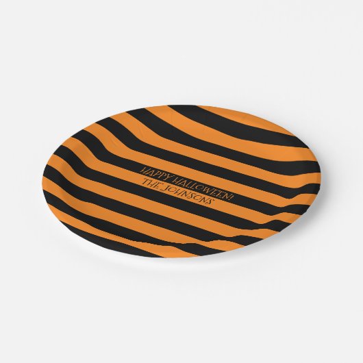 Kundenspezifischer schwarzer u. orange pappteller (Schrägansicht)