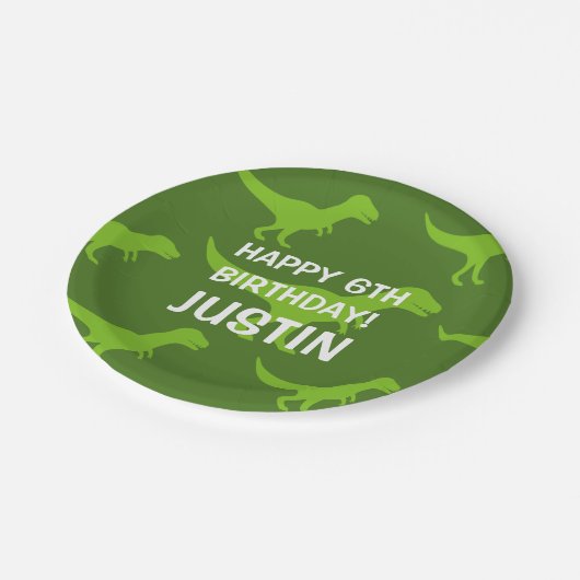 Kundenspezifischer T-rex Pappteller (Schrägansicht)