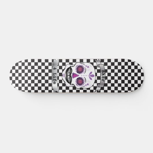 Kundenspezifischer Text-Checkered lila Skateboard (Horizontal)