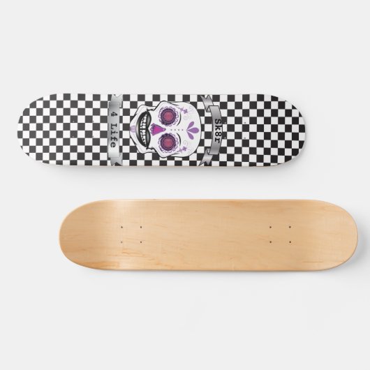 Kundenspezifischer Text-Checkered lila Skateboard (Horizontal)