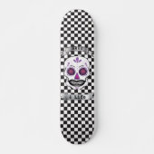 Kundenspezifischer Text-Checkered lila Skateboard (Vorne)