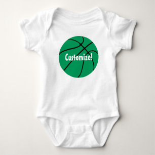 Kundenspezifischer Text-Grün-Basketball Baby Strampler