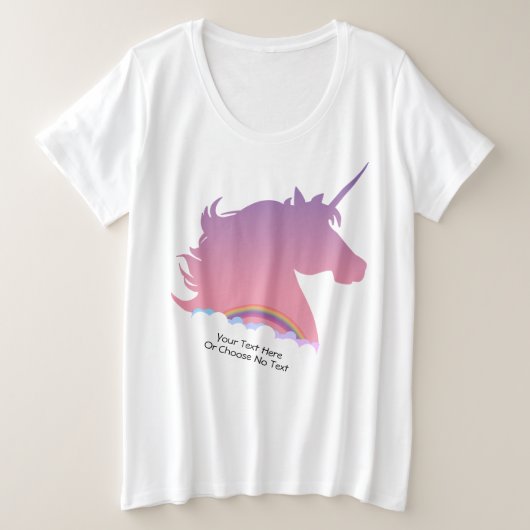 Kundenspezifischer Text Ombre lila rosa Unicorn u. Große Größe T-Shirt (Design vorne)