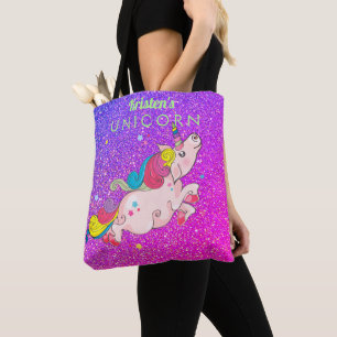 Kundenspezifischer Text-Regenbogen Kawaii Tasche