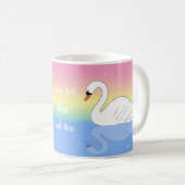 Kundenspezifischer Text-Regenbogen-Schwan Kaffeetasse (VorderseiteRechts)
