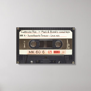 Kundenspezifischer Text/Retro Liebe-Musik-Kassette Leinwanddruck