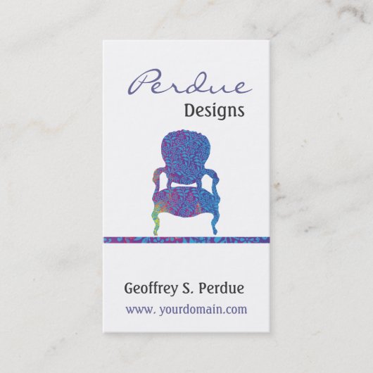 Kundenspezifischer viktorianischer Damast-Stuhl Visitenkarte (Vorderseite)