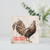 Kundenspezifischer Vintager Hahn-vietnamesisches Einladung (Stehend Vorderseite)