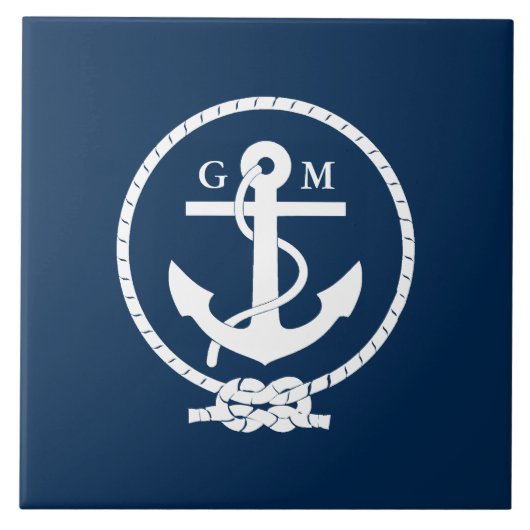 Kundenspezifischer Vintager Seeanker und Linie Fliese (Vorderseite)