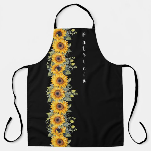 Kundenspezifischer Vorname Womens Sunblumen Gelb Schürze (Vorderseite)