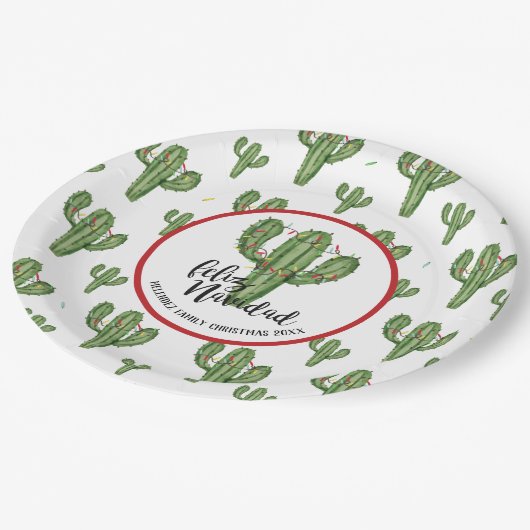 Kundenspezifischer Weihnachtskaktuss-Papier-Teller Pappteller (Schrägansicht)