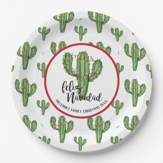 Kundenspezifischer Weihnachtskaktuss-Papier-Teller Pappteller (Vorderseite)