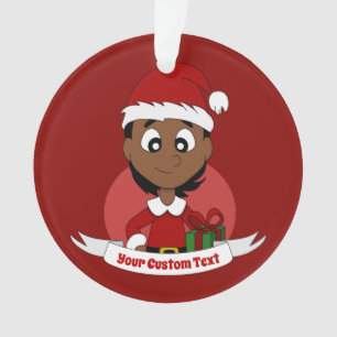 Kundenspezifischer Weihnachtsmädchen-Cartoon Ornament