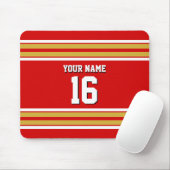 Kundenspezifischer Zahl-Name rotes Goldweißer Mousepad (Mit Mouse)