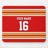 Kundenspezifischer Zahl-Name rotes Goldweißer Mousepad (Vorne)