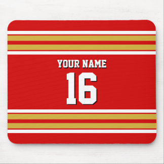 Kundenspezifischer Zahl-Name rotes Goldweißer Mousepad